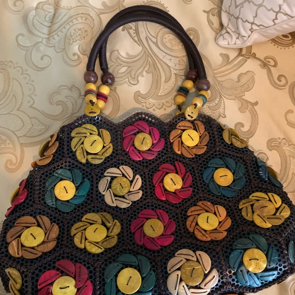Vintage brown pink tan hobo bag handmade vacation